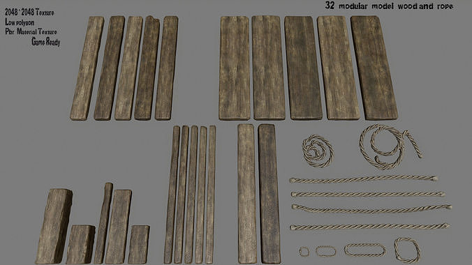 woods and ropes Low-poly 3D model