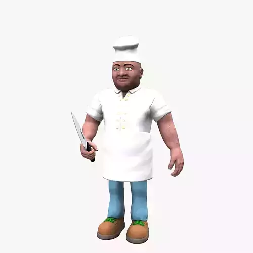 Cartoon Chef Low-poly 3D model