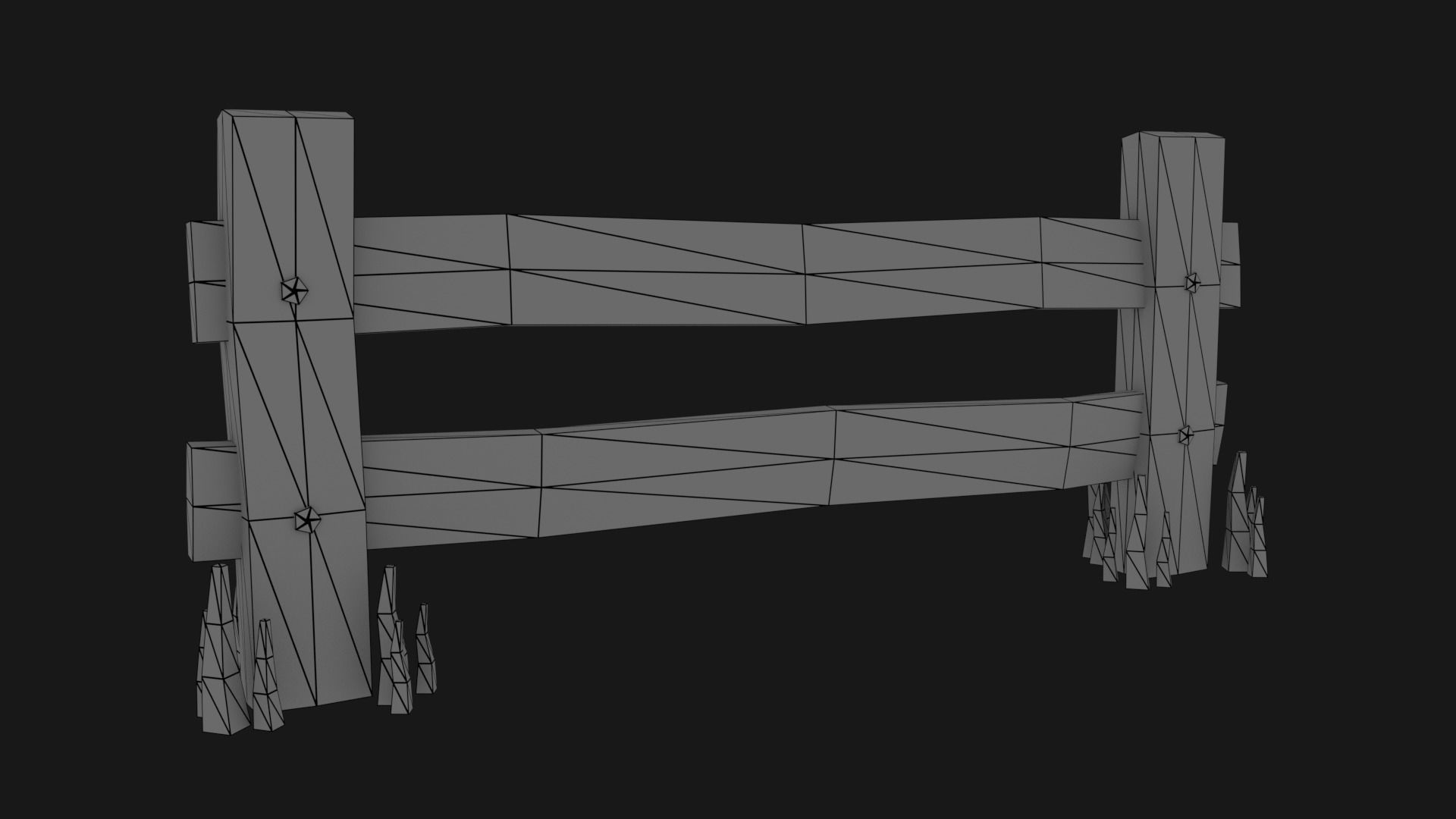 Low Poly Fence wooden Free low-poly 3D model_2