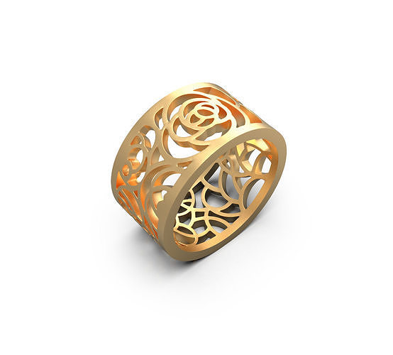 110710 R Ring with pattern rose 3D print model