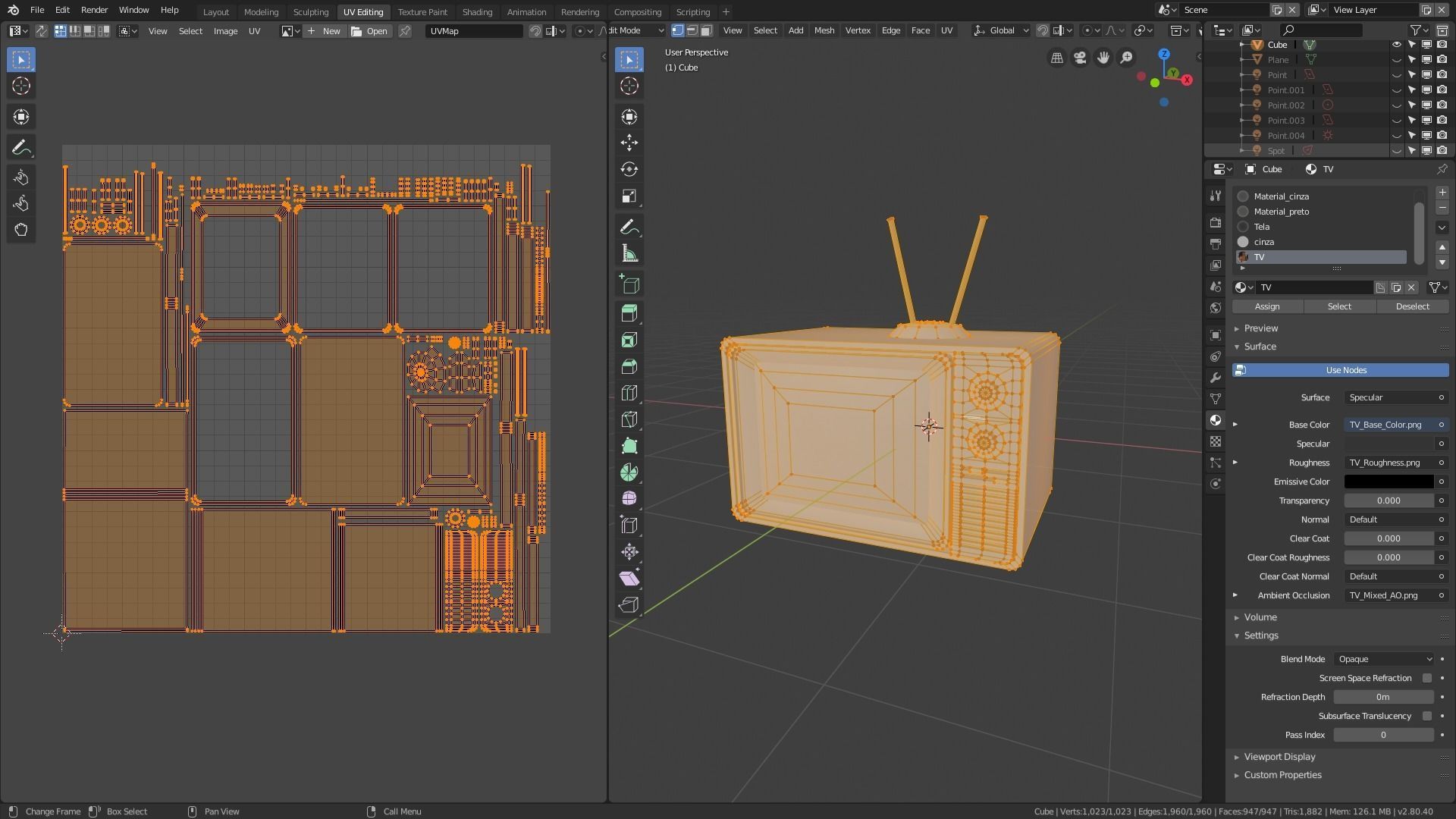 Old TV Low-poly 3D model_5