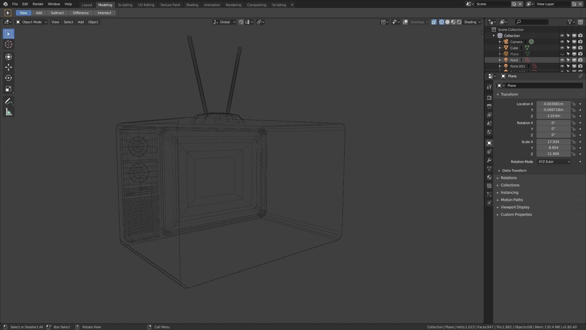 Old TV Low-poly 3D model_4