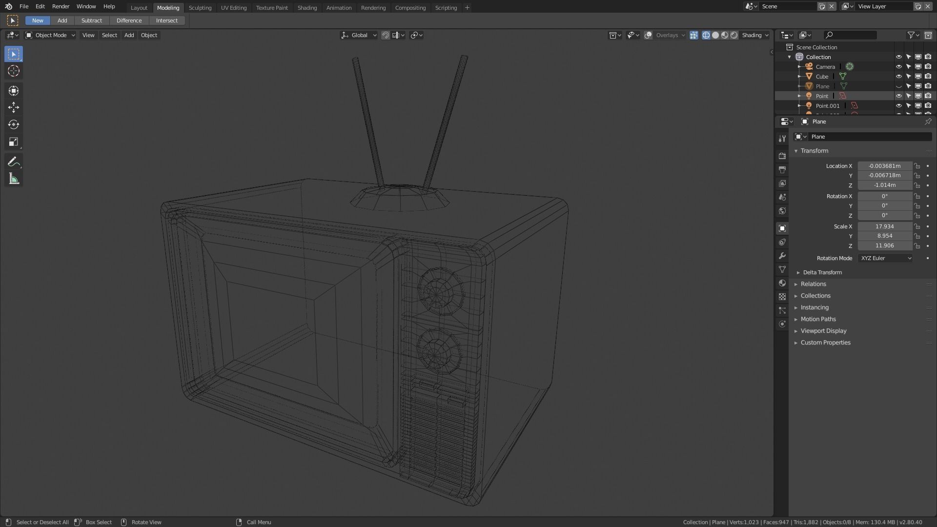Old TV Low-poly 3D model_3