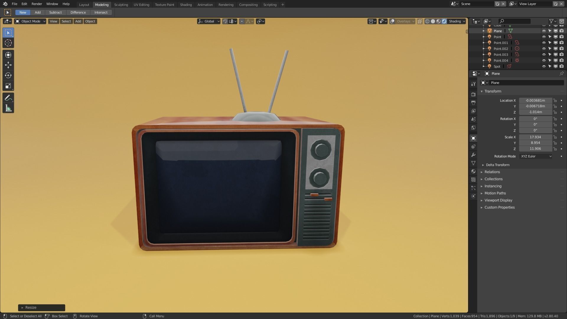 Old TV Low-poly 3D model_2