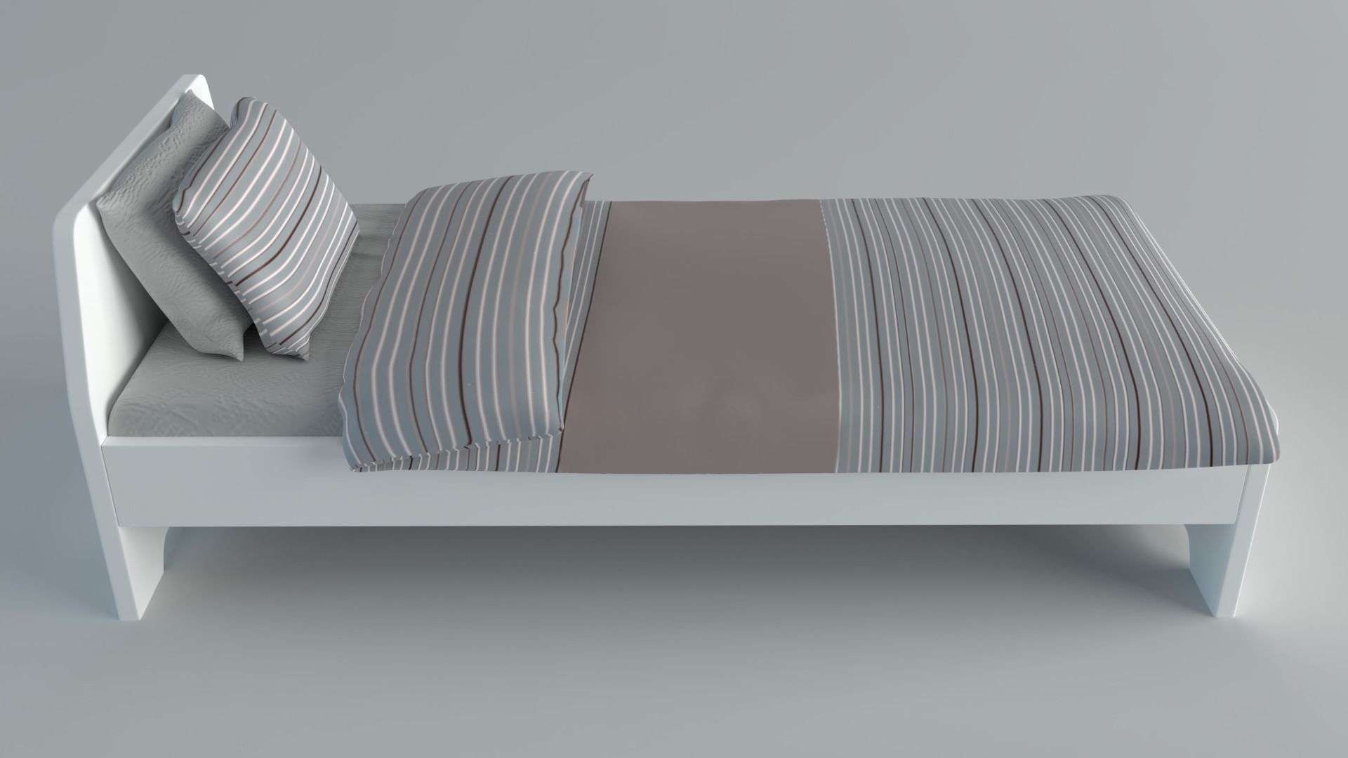 singleBedAskvoll bed with stripes Low-poly 3D model_3