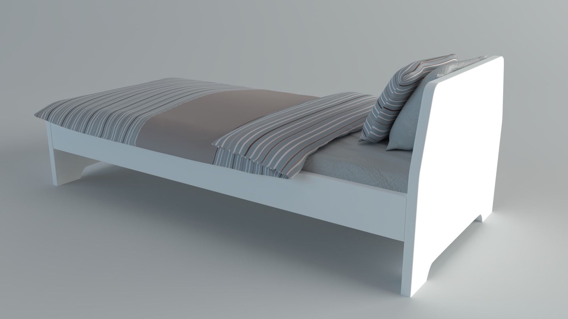 singleBedAskvoll bed with stripes Low-poly 3D model_4