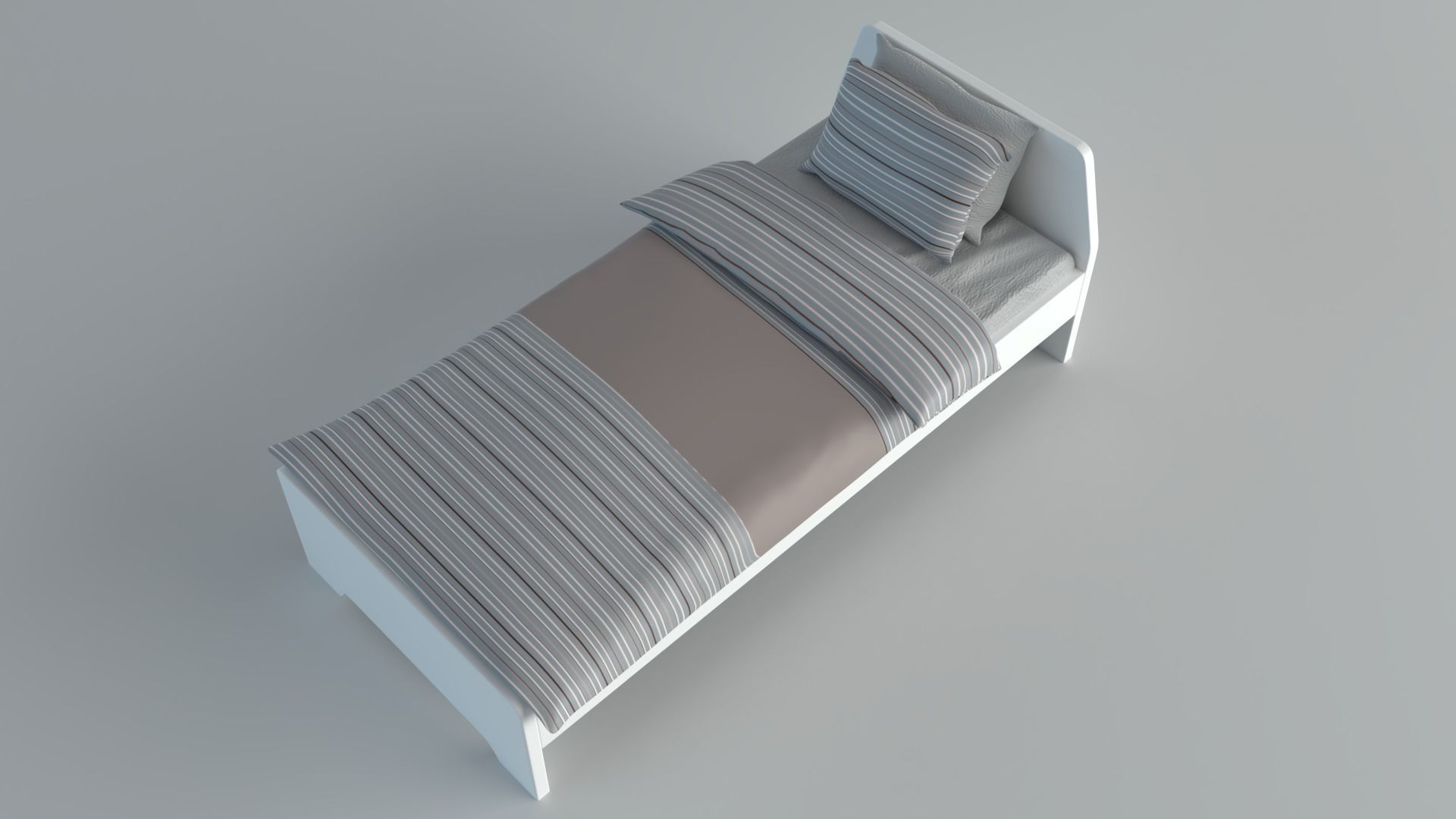 singleBedAskvoll bed with stripes Low-poly 3D model_5
