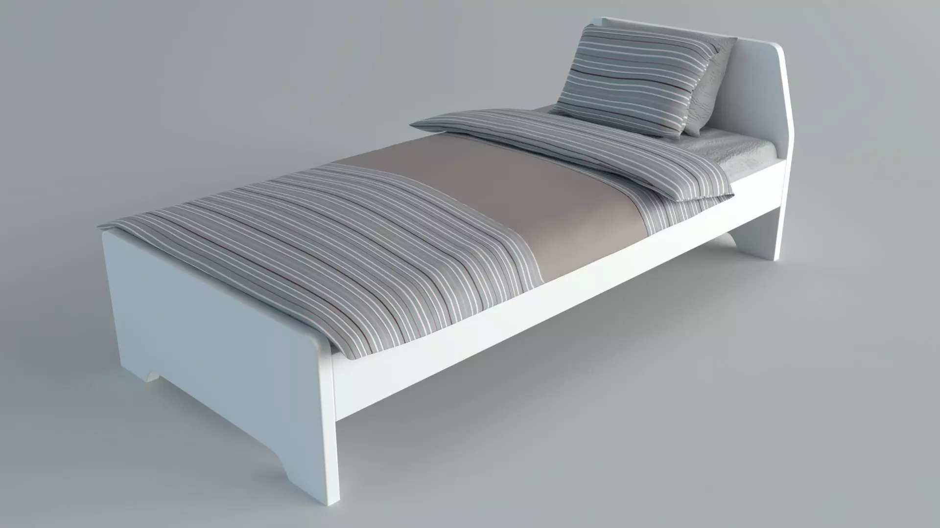 singleBedAskvoll bed with stripes Low-poly 3D model_0