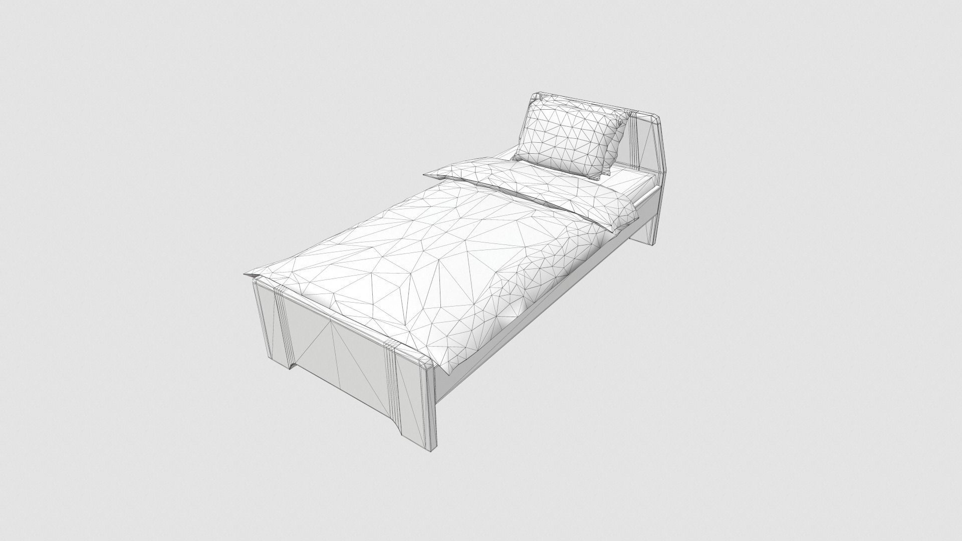singleBedAskvoll bed with stripes Low-poly 3D model_8