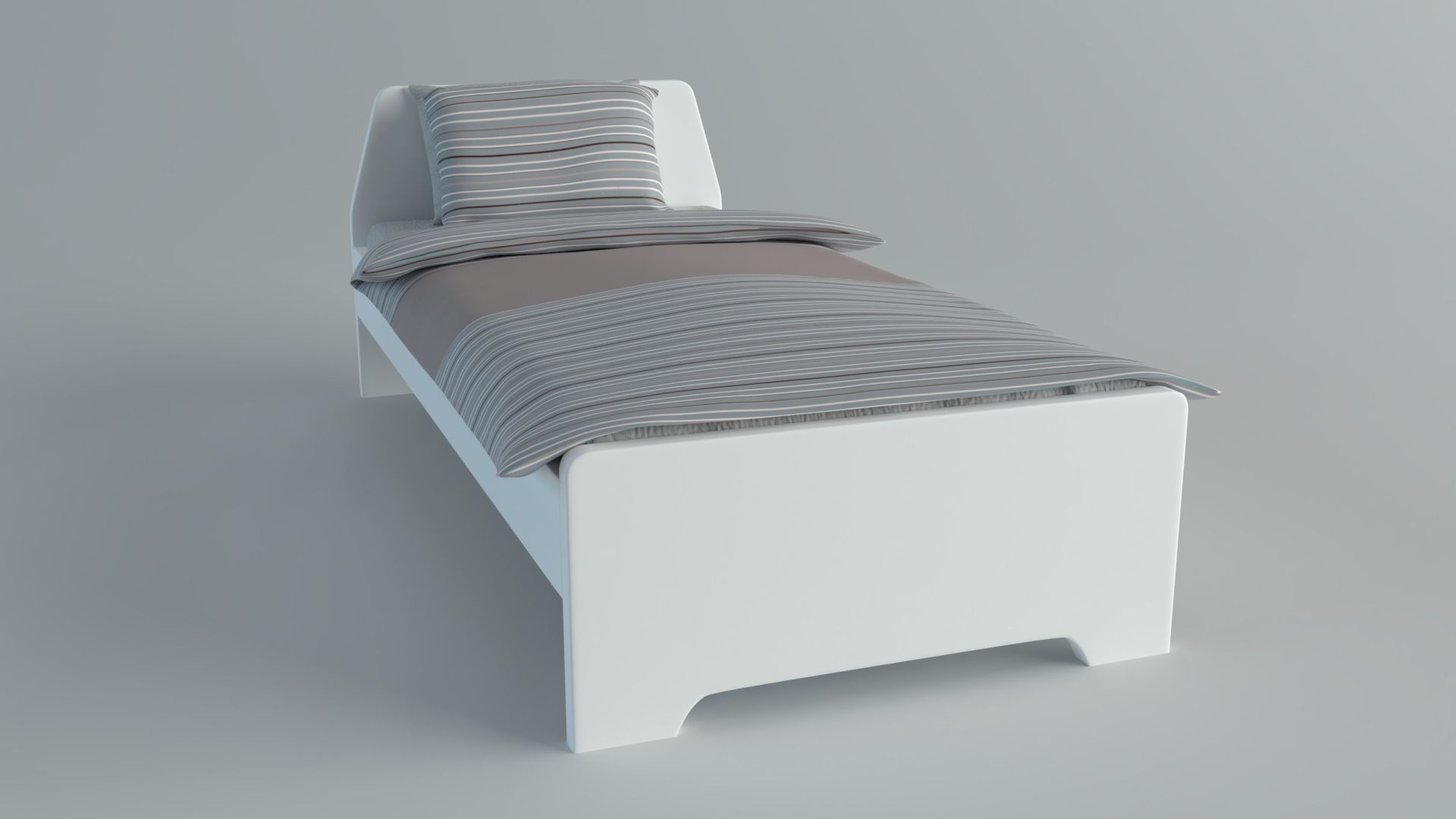 singleBedAskvoll bed with stripes Low-poly 3D model_2