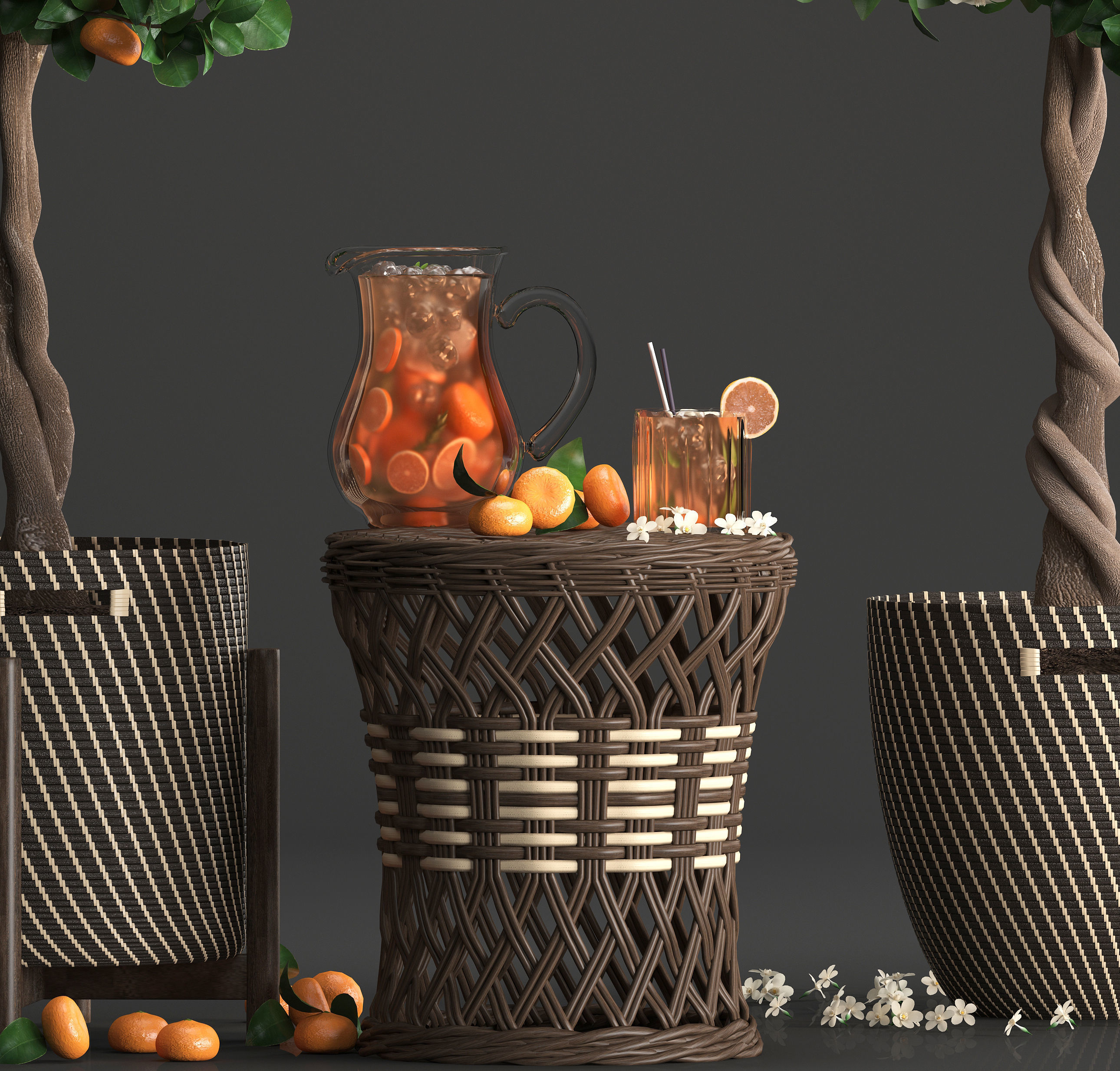Mandarin Tree with Fruit 3D model_5