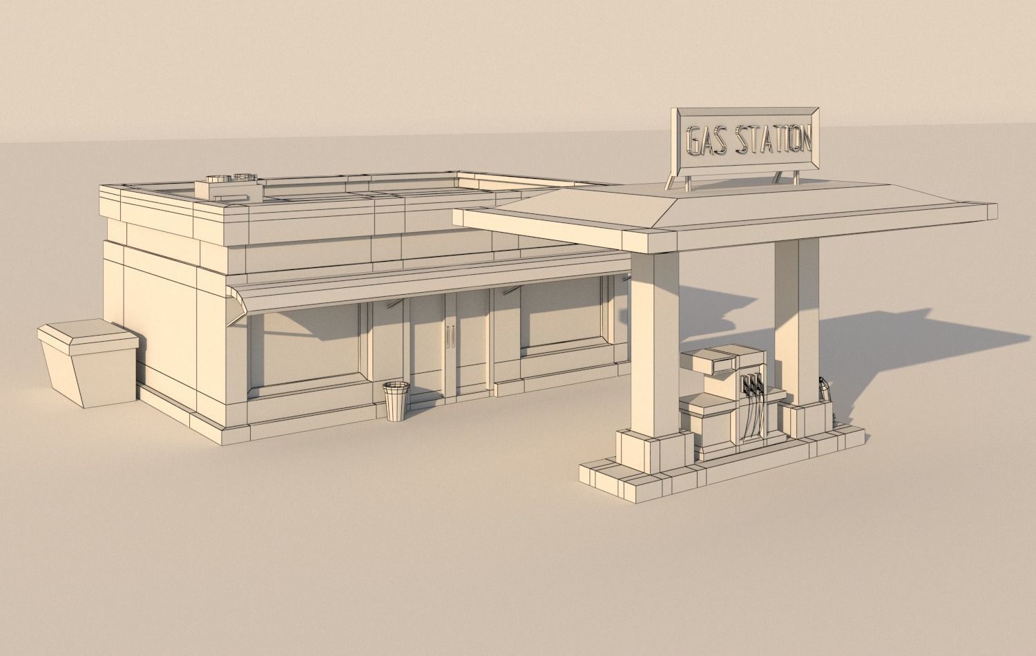 Gas station Low-poly 3D model_2