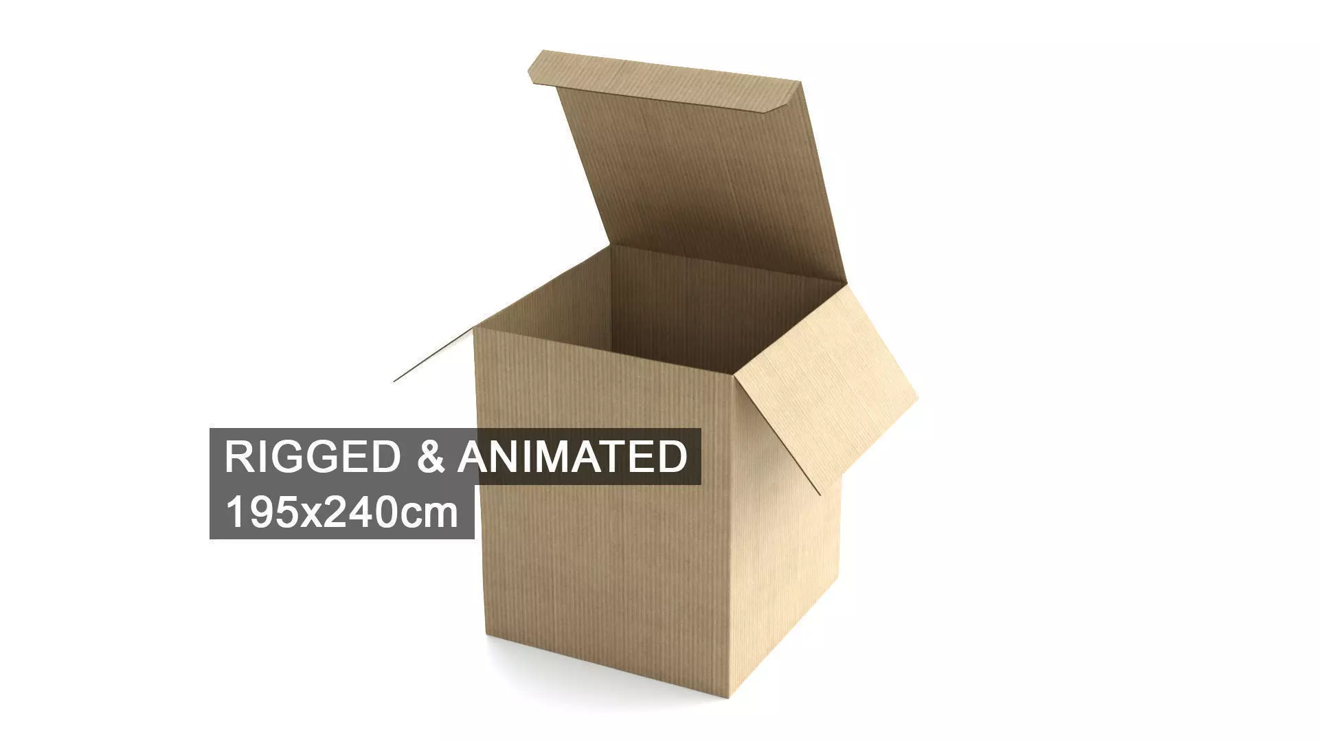 Cardboard Box 195x240cm - Rigged and Animated 3D model