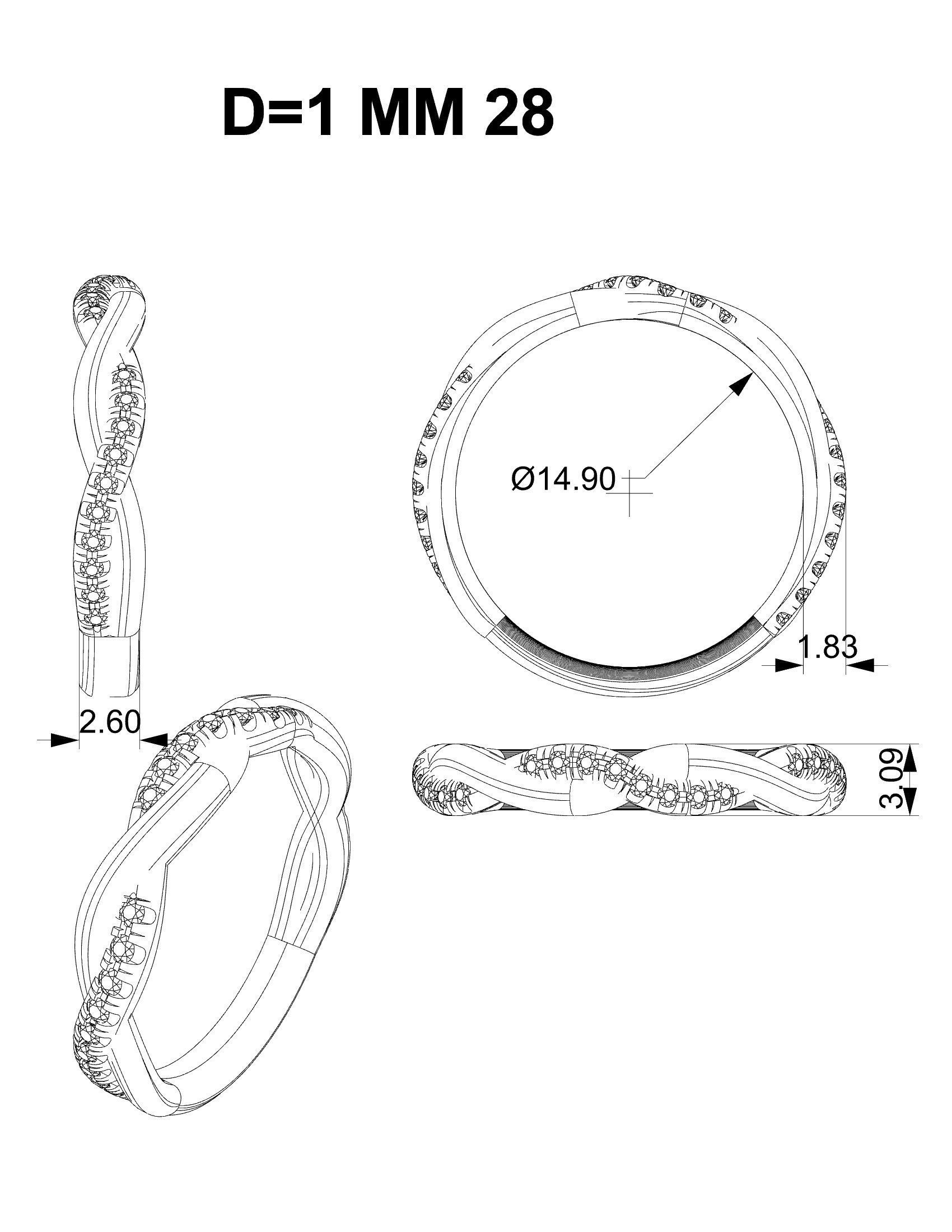 Criss cross band 3D print model_4