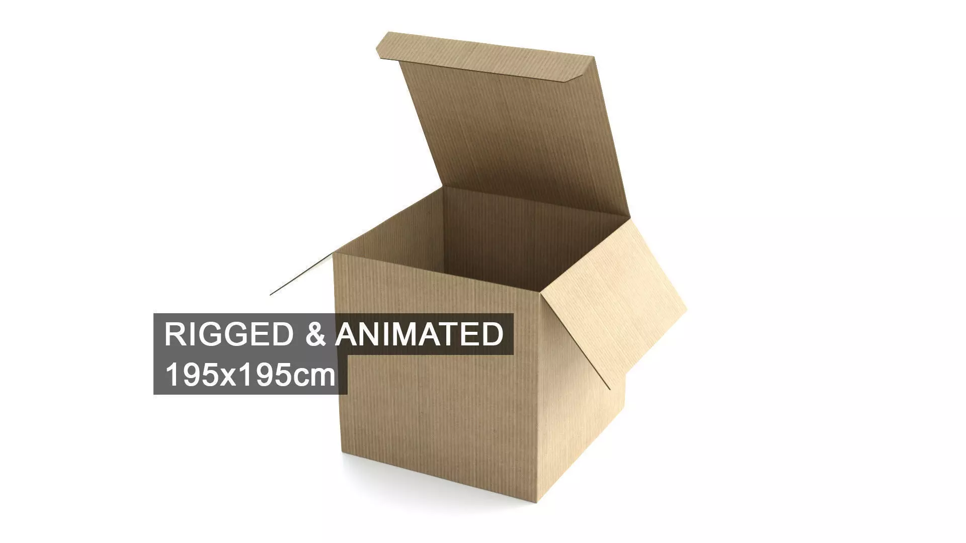 Cardboard Box 195x195cm - Rigged and Animated 3D model_0