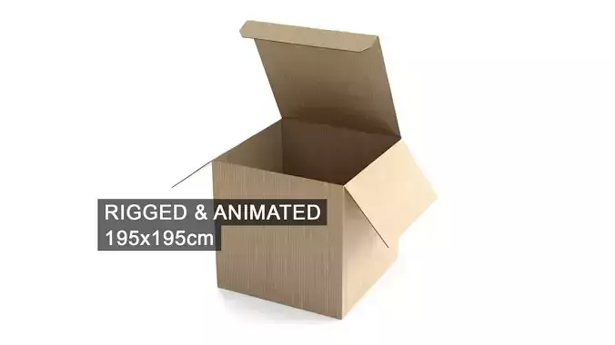 Cardboard Box 195x195cm - Rigged and Animated 3D model