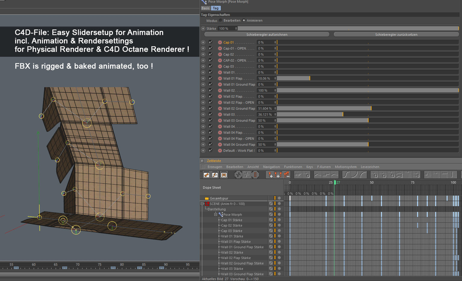 Cardboard Box 195x195cm - Rigged and Animated 3D model_8