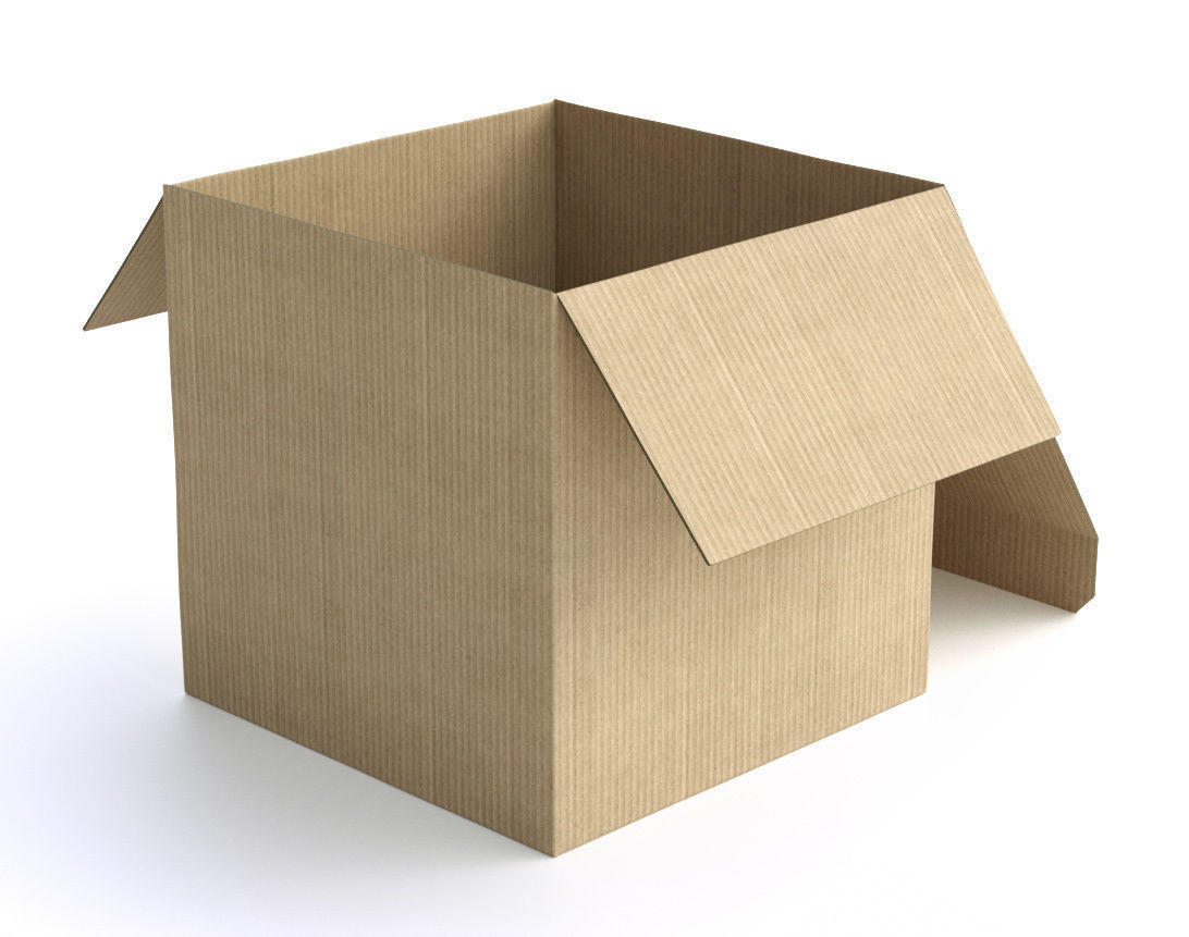 Cardboard Box 195x195cm - Rigged and Animated 3D model_2