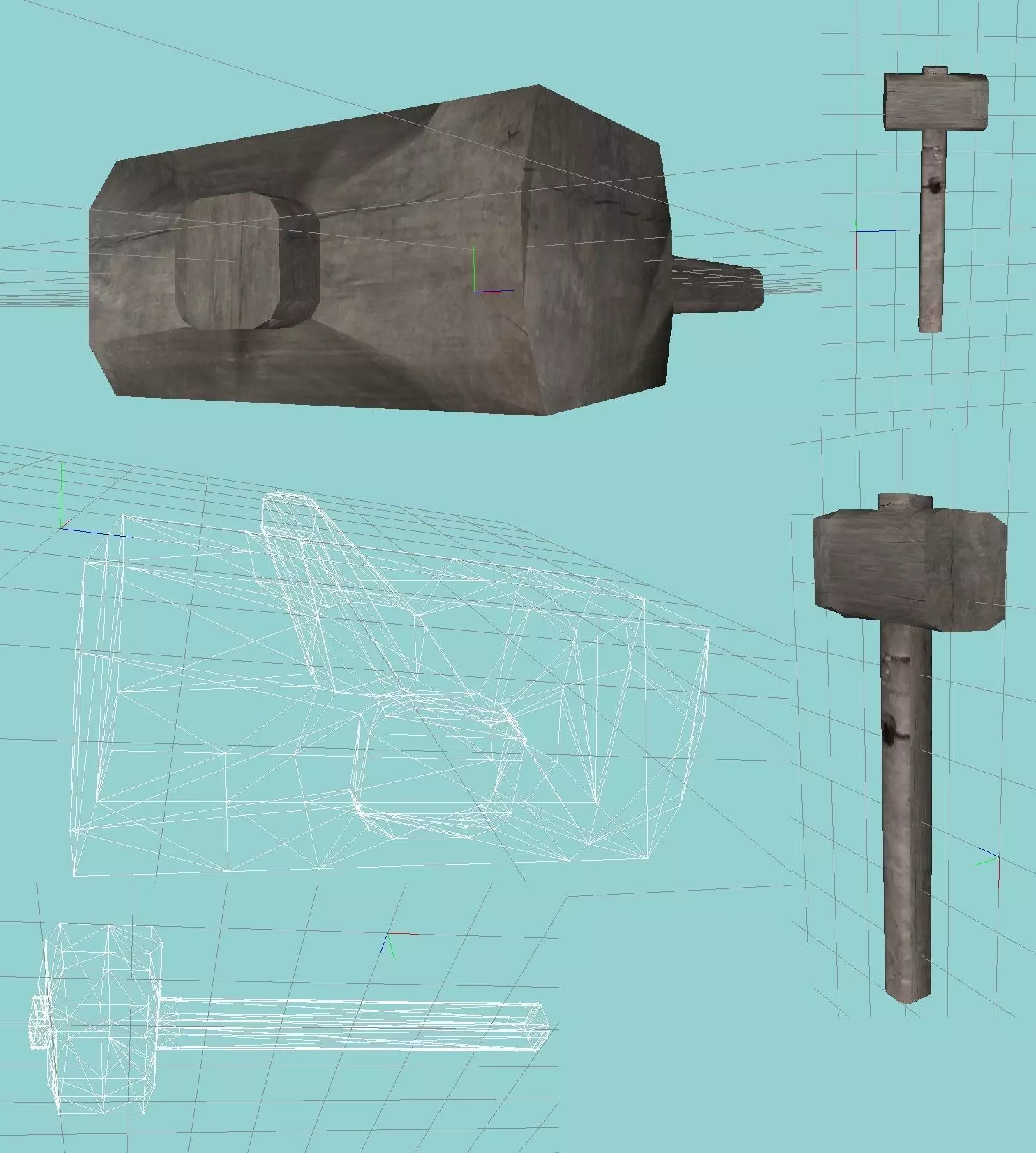 Wooden hammer Free low-poly 3D model
