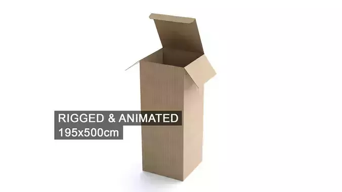Cardboard Box 195x500cm - Rigged and Animated 3D model
