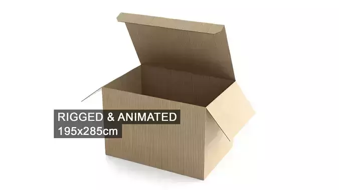 Cardboard Box 195x285cm - Rigged and Animated 3D model