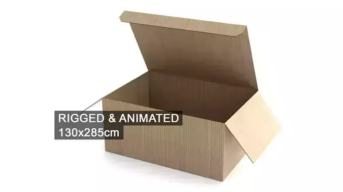 Cardboard Box 130x285cm - Rigged and Animated 3D model