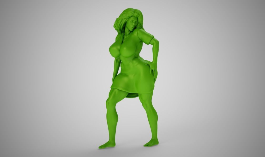 Lustful woman in dress 3D print model_7