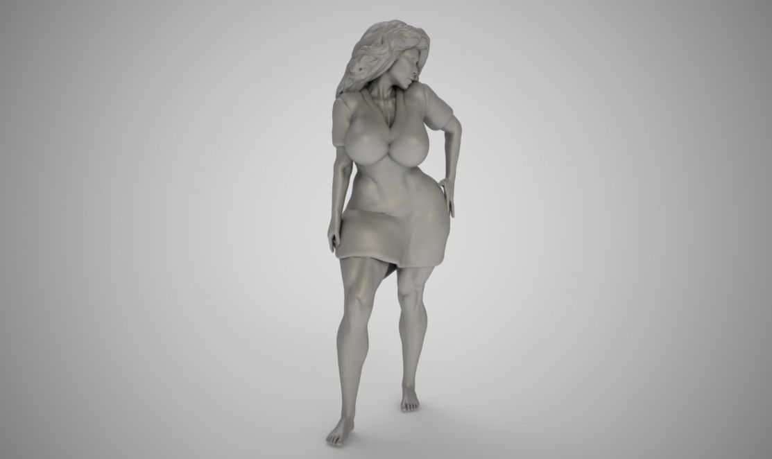 Lustful woman in dress 3D print model_1
