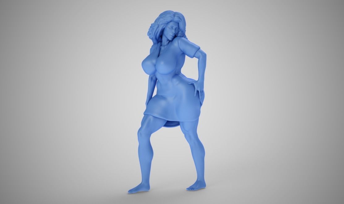 Lustful woman in dress 3D print model_4