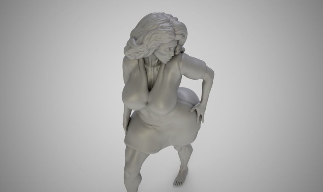 Lustful woman in dress 3D print model_2
