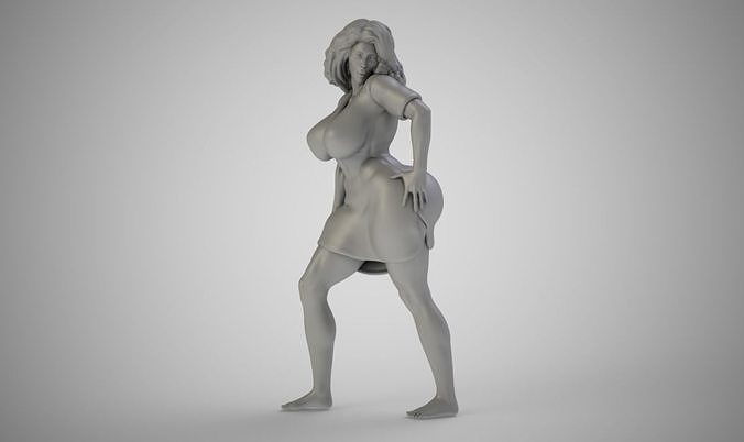 Lustful woman in dress 3D print model