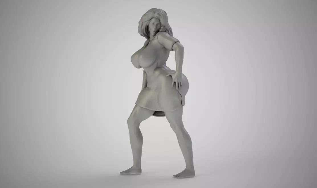 Lustful woman in dress 3D print model_0