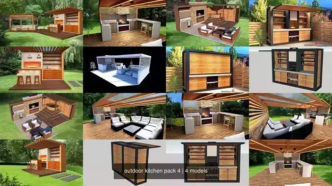 outdoor kitchen pack 4 3D Model Collection