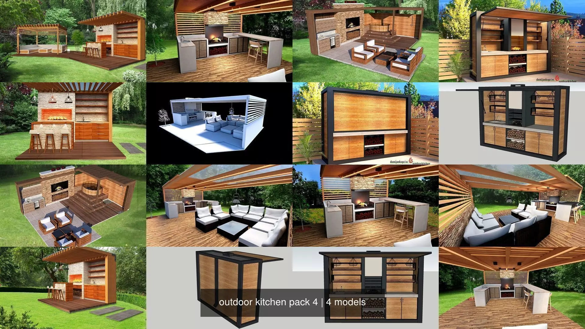 outdoor kitchen pack 4 3D Model Collection_0