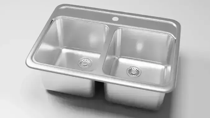 Double bowl kitchen sink 3D model