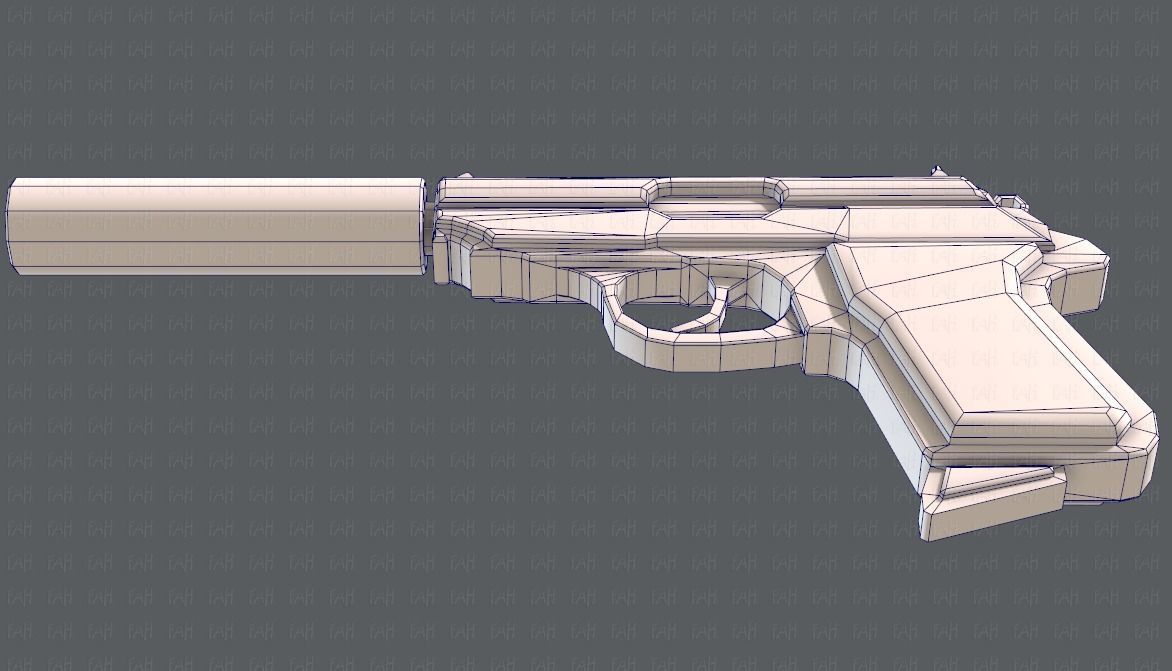 Gun 01 Low-poly 3D model_40