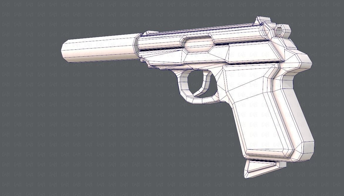 Gun 01 Low-poly 3D model_26