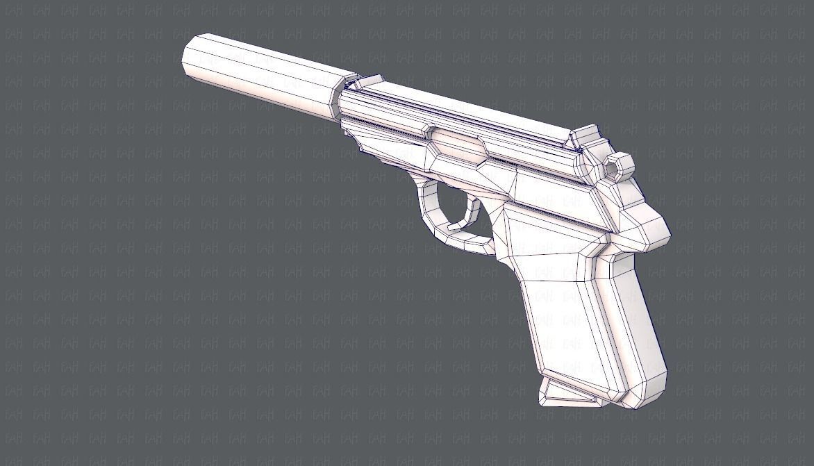 Gun 01 Low-poly 3D model_10