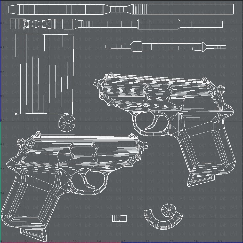 Gun 01 Low-poly 3D model_49