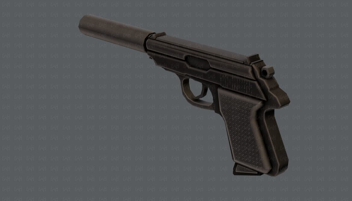 Gun 01 Low-poly 3D model_2