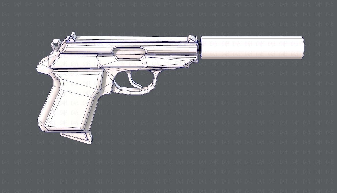 Gun 01 Low-poly 3D model_15