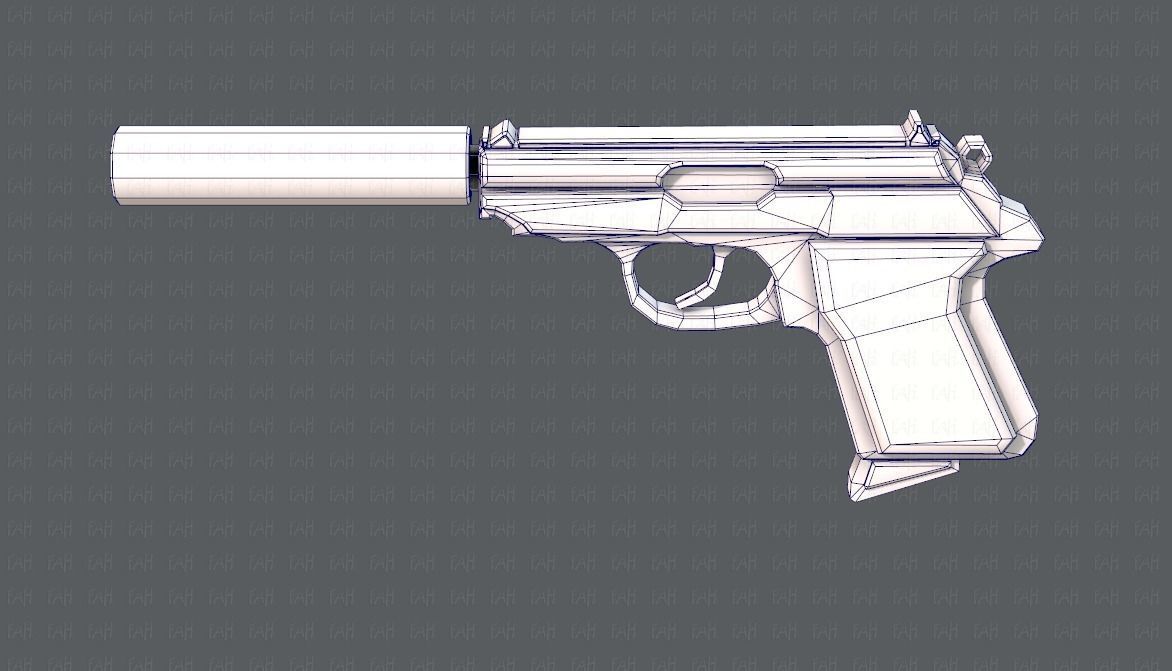 Gun 01 Low-poly 3D model_11