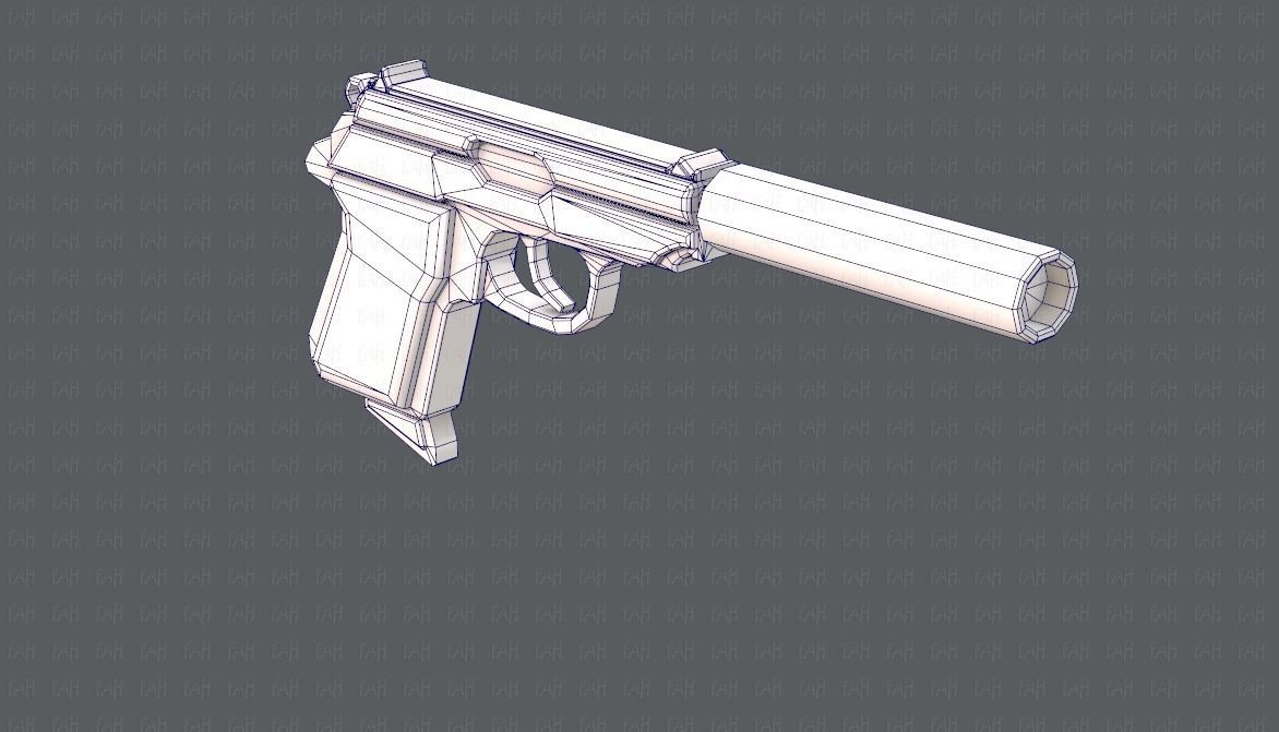 Gun 01 Low-poly 3D model_14
