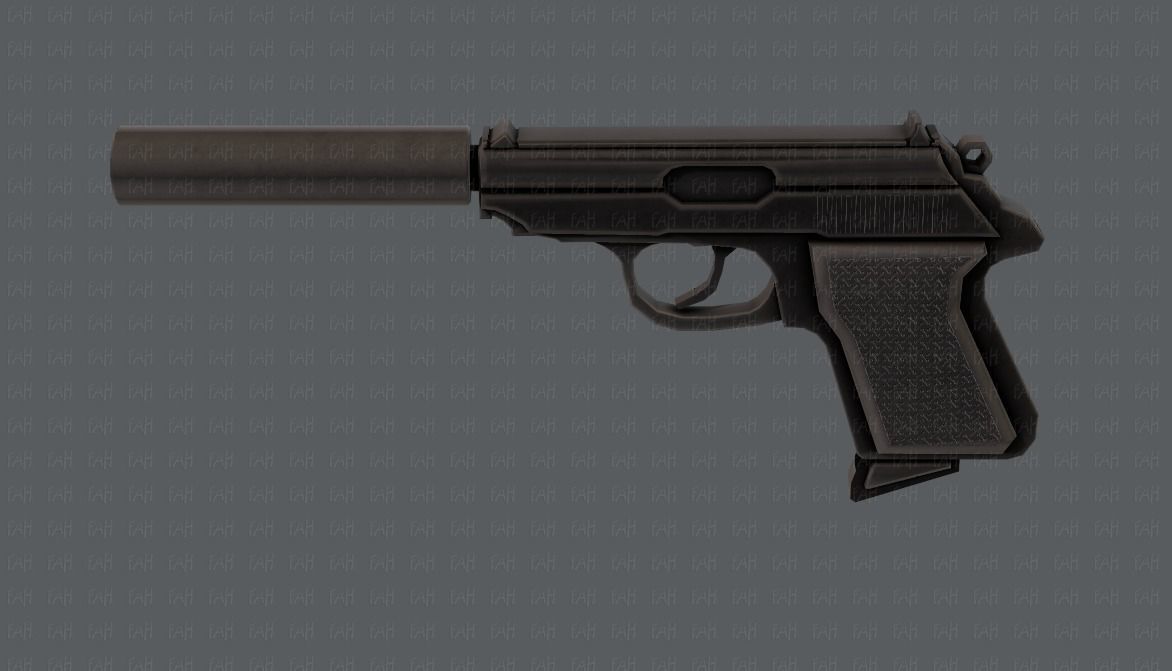 Gun 01 Low-poly 3D model_3