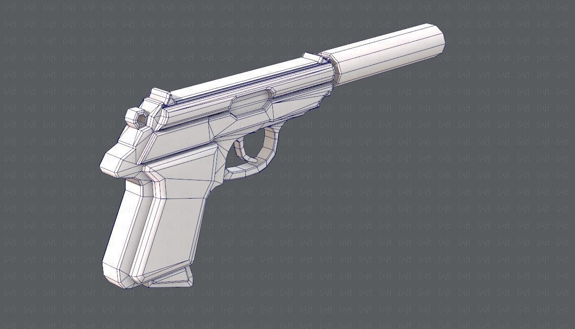 Gun 01 Low-poly 3D model_16