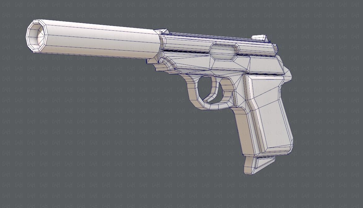 Gun 01 Low-poly 3D model_28