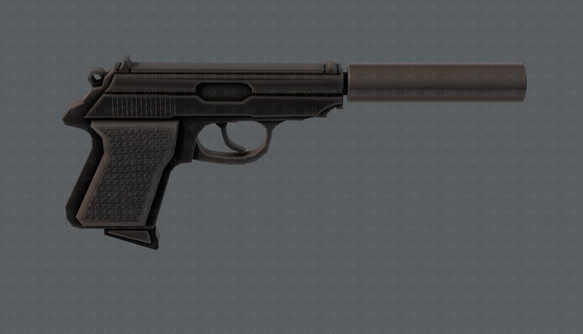 Gun 01 Low-poly 3D model_7