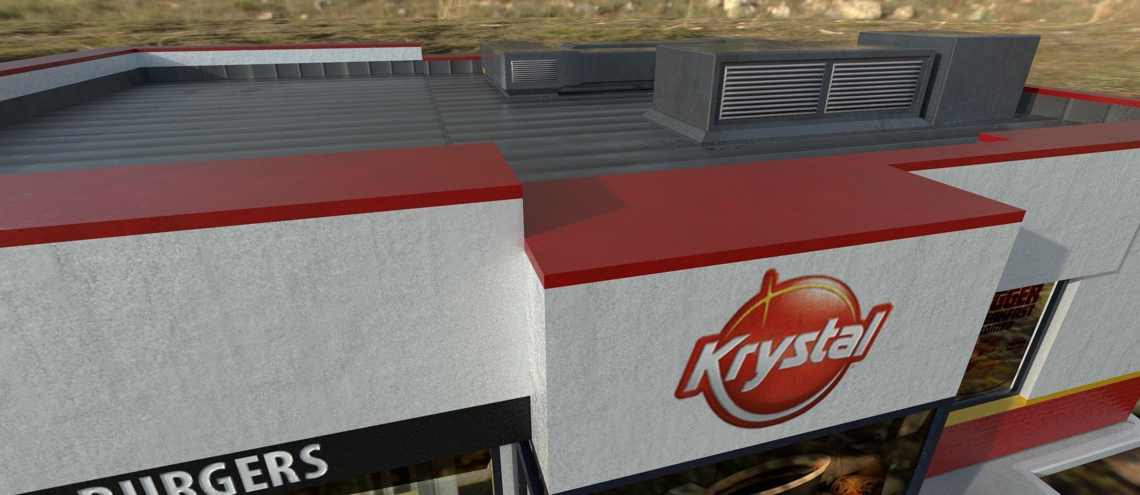 Krystal Hamburger Restaurant Low-Poly PBR Model Low-poly 3D model_2