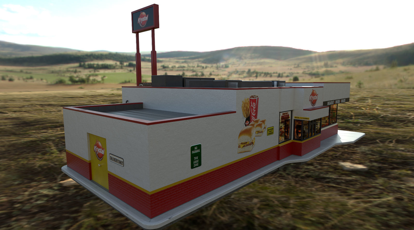 Krystal Hamburger Restaurant Low-Poly PBR Model Low-poly 3D model_1