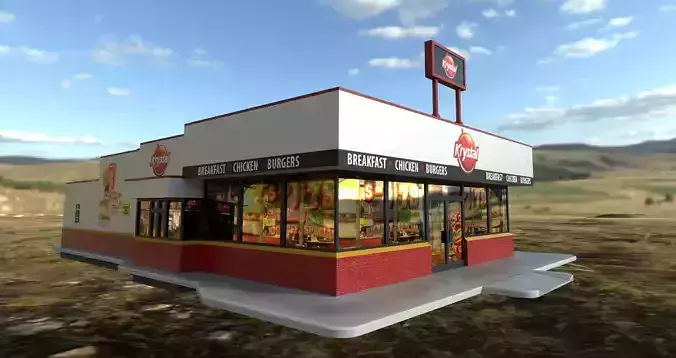 Krystal Hamburger Restaurant Low-Poly PBR Model